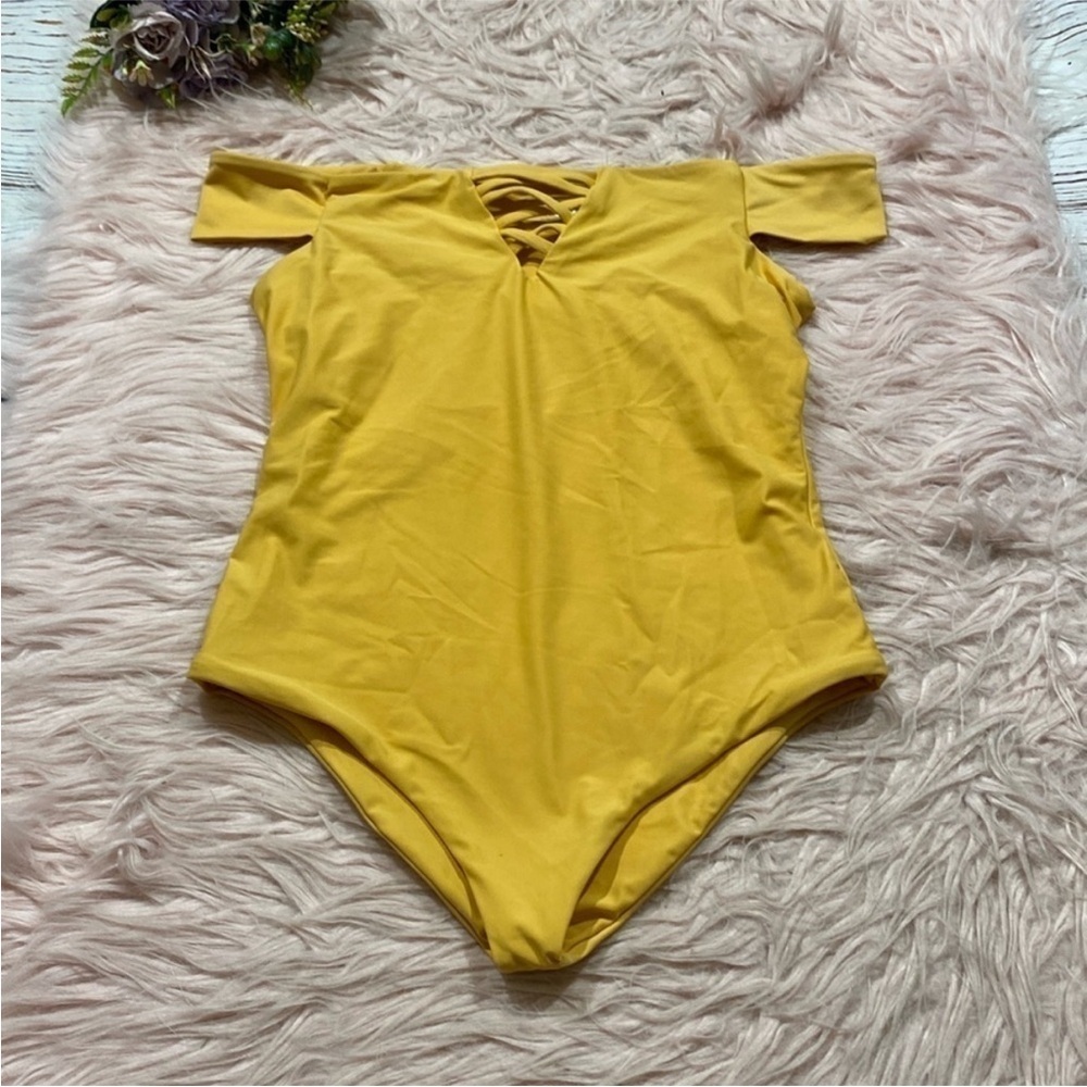 Frankie's Bikinis Yellow One Piece Swimsuit